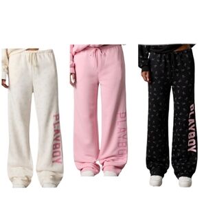 3 Playboy sweatpants, S black,white,pink playboy bunny all over and large logo